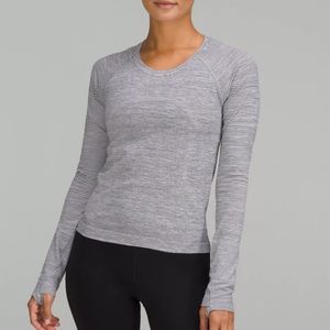 lululemon athletica Gray Striped Long Sleeve Tee